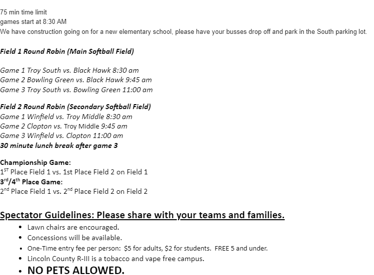 Troy South Tourney Sat Sep 23